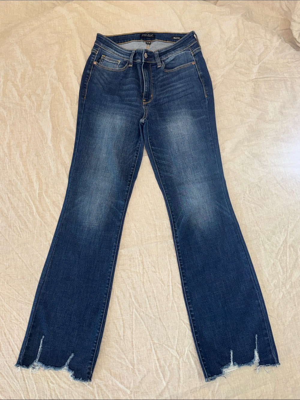 Judy Blue Dark Blue Flare Jeans with Raw Hem size 29
